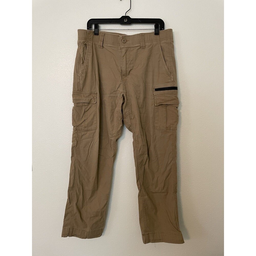 Urban Pipeline MaxFlex Pant Mens 34x32 Brown Cotton Cargo Straight Relaxed Fit